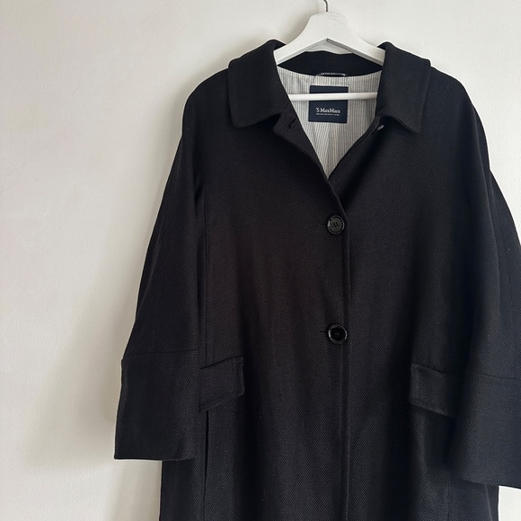 Max Mara black transitional coat cotton jacket s'max maxmara 40 S M - Picture 3 of 12